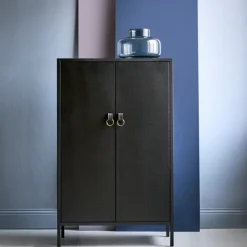 Maze Display & Glass Cabinets*Francis cabinet, . leather Black