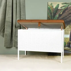 Maze Benches*Frank storage bench, -Cognac White
