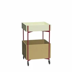 Hübsch Side Tables*Fresh Rolling Cart 70 cm, Khaki-burgundy Beige