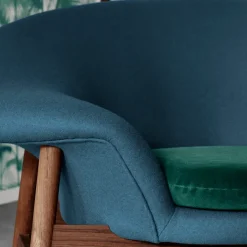 Warm Nordic Armchairs & Footstools*Fried Egg armchair, Fabric canvas 134 melange, oiled teak legs Grey