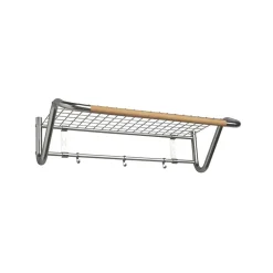 Essem Design Hat Rack & Hat Shelves*Funk hat shelf, Stainless steel, oiled oak bar Grey