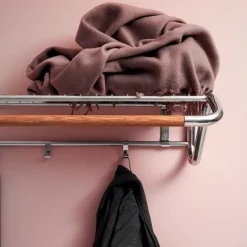 Essem Design Hat Rack & Hat Shelves*Funk hat shelf, Stainless steel, oiled oak bar Grey