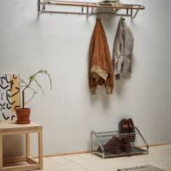 Essem Design Hat Rack & Hat Shelves*Funk hat shelf, Stainless steel, oiled oak bar Grey