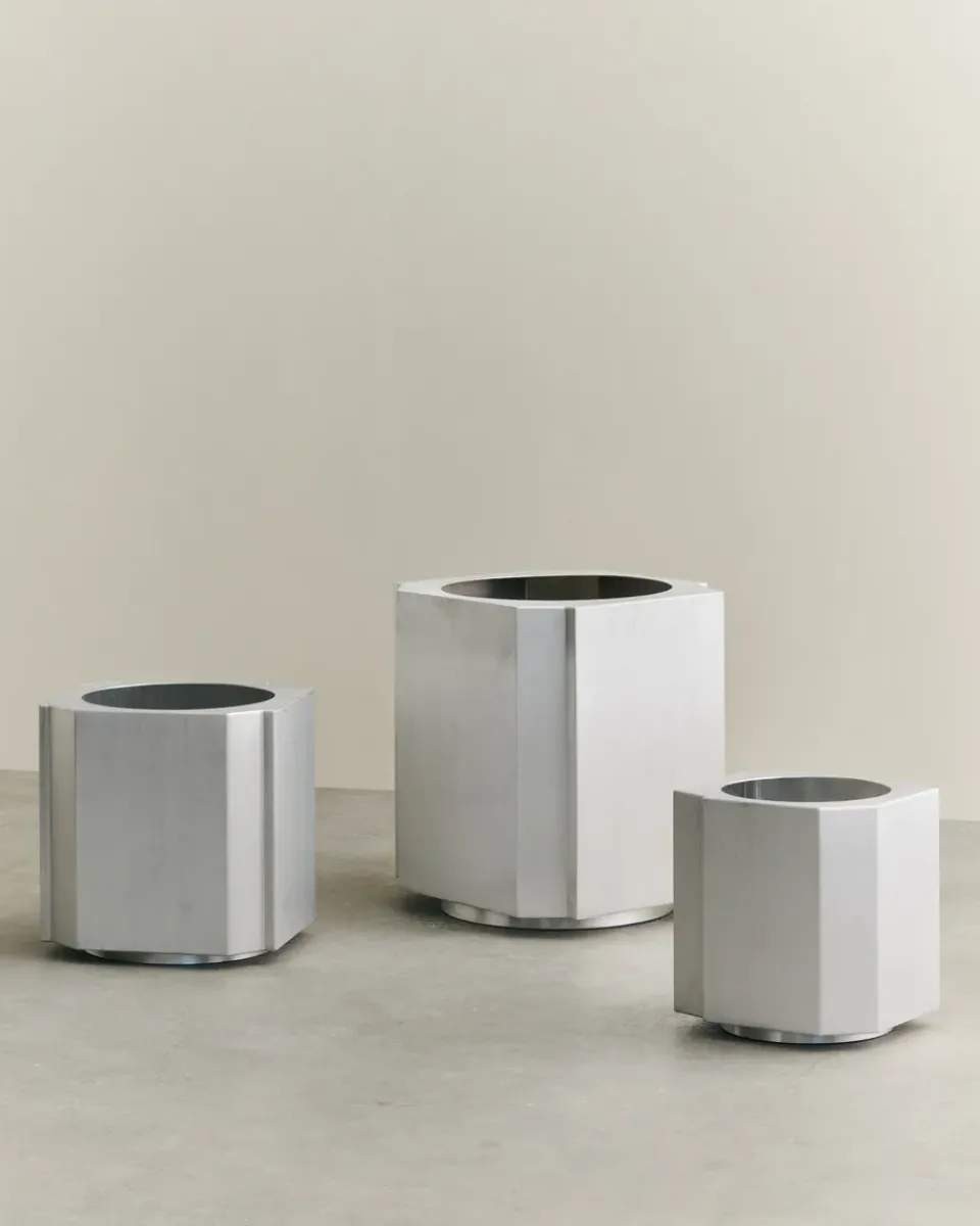 Louise Roe Garden Details & Accessories*Funki Pot XL 70 cm, Brushed Aluminium Silver-coloured