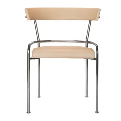 Källemo Chairs*GA-1 armchair, Elmo Vegeta leather-chrome BrownSilver-coloured