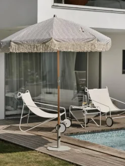Brafab Sun Protection*Gatsby parasol, Grey stripe, Ø185 cm Beige