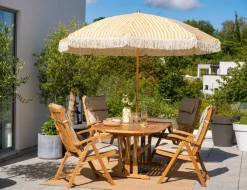 Brafab Sun Protection*Gatsby parasol, Yellow stripe, Ø256 cm Beige