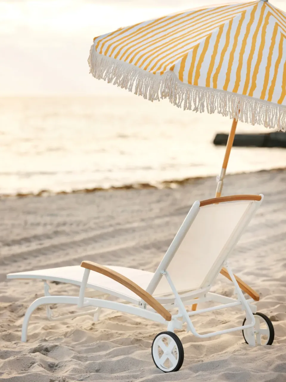 Brafab Sun Protection*Gatsby parasol, Yellow stripe, Ø185 cm Beige