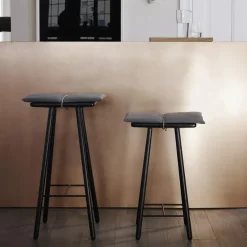 Fritz Hansen Bar Stools*Georg barstool low, Black stained oak GreyBlack