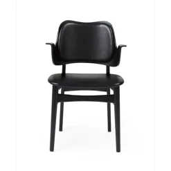 Warm Nordic Chairs*Gesture chair, upholstered seat and back, Leather prescott 207 , lacquered beech legs, upholstered seat, upholstered back Black