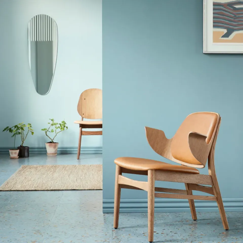 Warm Nordic Armchairs & Footstools|Chairs*Gesture lounge chair, Leather silk 250 cognac, oiled teak oak legs Brown