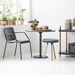 Cane-line Balcony Furniture|Table For Outdoor Use*Go coffee table Ø80 cm, -lava grey White