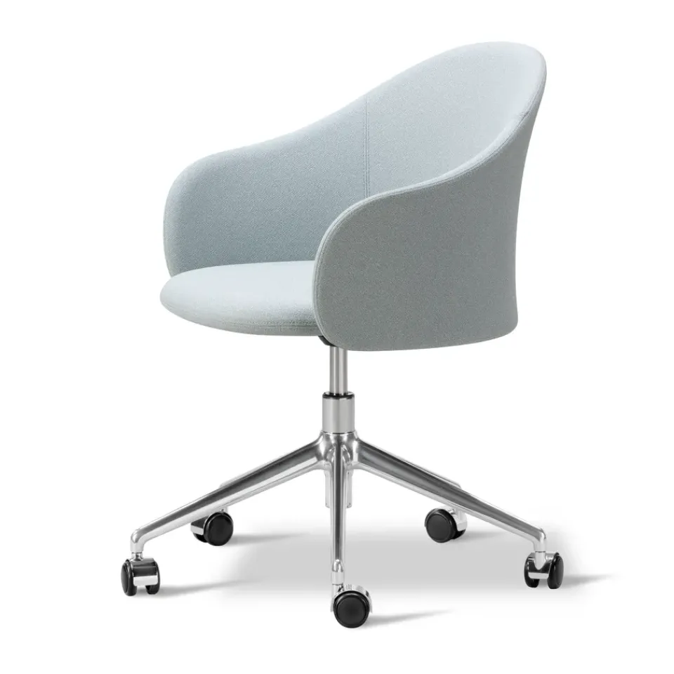 Fredericia Furniture Office Chairs*Gomo Armchair armchair swivel base 5-star, Mylla 811-polished aluminium Blue