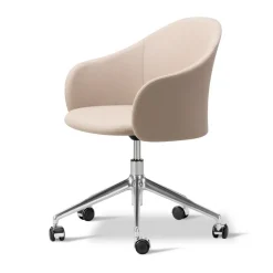 Fredericia Furniture Office Chairs*Gomo Armchair armchair swivel base 5-star, Blazer CUZ47 Fairfield-polished aluminium Beige