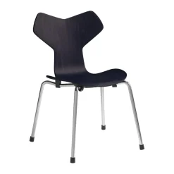 Fritz Hansen Children's Chairs|Children's Chairs*Grand Prix children's chair, Midnight blue painted ash-chrome BlueSilver-coloured