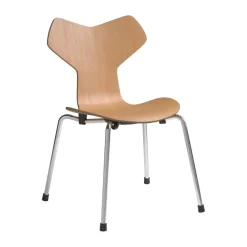 Fritz Hansen Children's Chairs|Children's Chairs*Grand Prix children's chair, Oregon pine-chrome BrownSilver-coloured