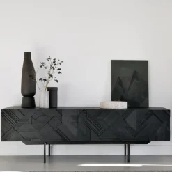 Ethnicraft Dressers & Sideboards|T.V & Media Units*Graphic media cabinet, 242 cm Black