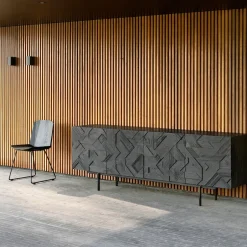 Ethnicraft Dressers & Sideboards*Graphic sideboard, Teak black 3 doors BrownBlack