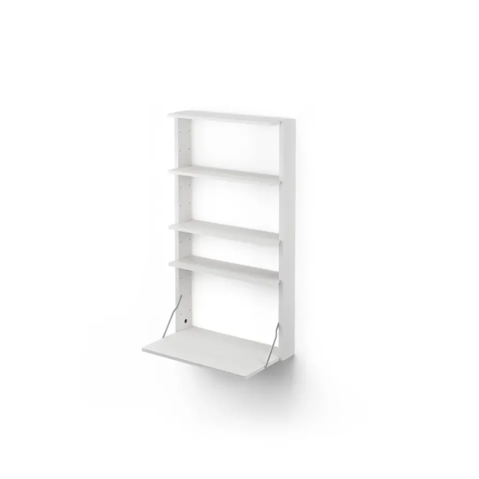 Massproductions Desks*Gridlock - M1-A4-0-D shelf with writing table, stained Ash White
