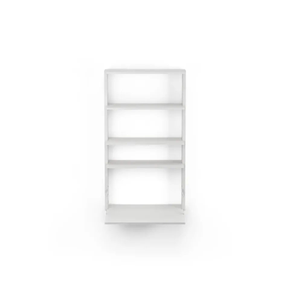 Massproductions Desks*Gridlock - M1-A4-0-D shelf with writing table, stained Ash White