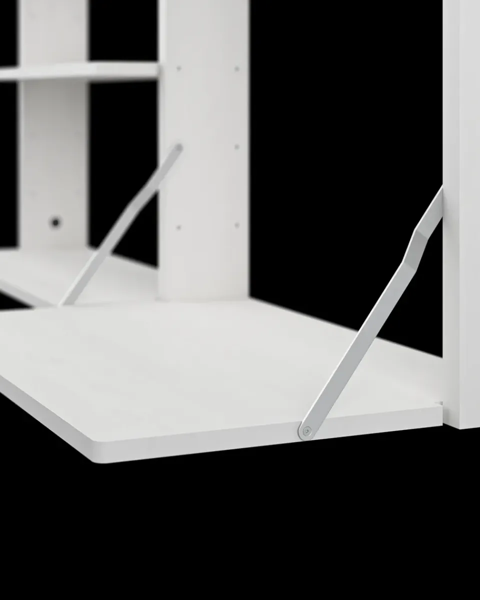 Massproductions Desks*Gridlock - M1-A4-0-D shelf with writing table, stained Ash White