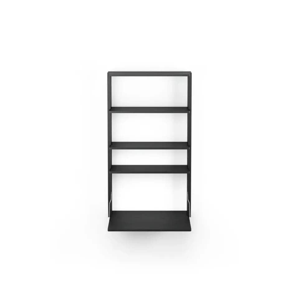 Massproductions Desks*Gridlock - M1-A4-0-D shelf with writing table, stained Ash Black
