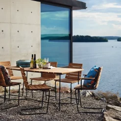 Skargaarden Table For Outdoor Use*Grinda table, Teak, large, black frame Brown