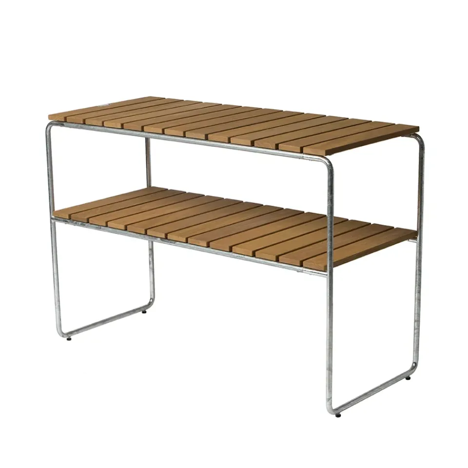 Grythyttan Stålmöbler Table For Outdoor Use*Grythyttan side table, Oak oil-hot-dip galvanized stand Beige