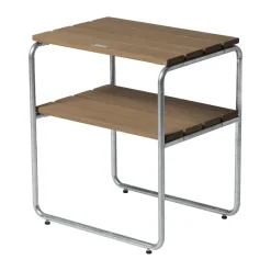 Grythyttan Stålmöbler Table For Outdoor Use*Grythyttan side table, Oak oil-hot-dip galvanized stand Beige