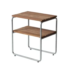 Grythyttan Stålmöbler Table For Outdoor Use*Grythyttan side table, Teak-hot-dip galvanized stand Brown