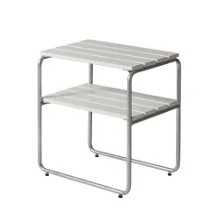 Grythyttan Stålmöbler Table For Outdoor Use*Grythyttan side table, lacquer oak-hot-dip galvanized stand White