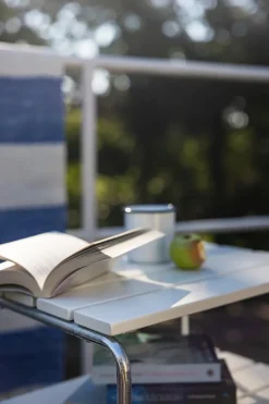 Grythyttan Stålmöbler Table For Outdoor Use*Grythyttan side table, lacquer oak-hot-dip galvanized stand White