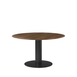 GUBI Dining Tables*2.0 dining table, American walnut. ø130. black stand Brown