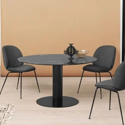 GUBI Dining Tables*2.0 dining table, Marble . ø150. stand Black
