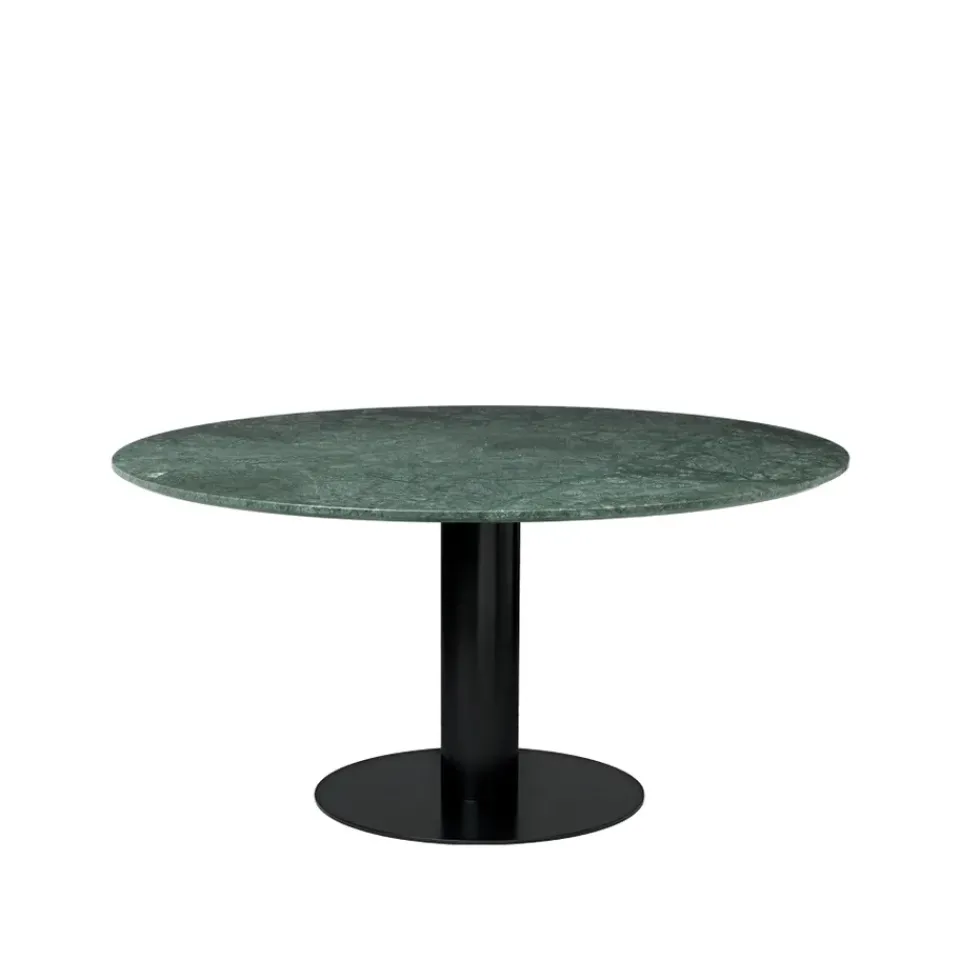 GUBI Dining Tables*2.0 dining table, Marble . ø150. black stand Green