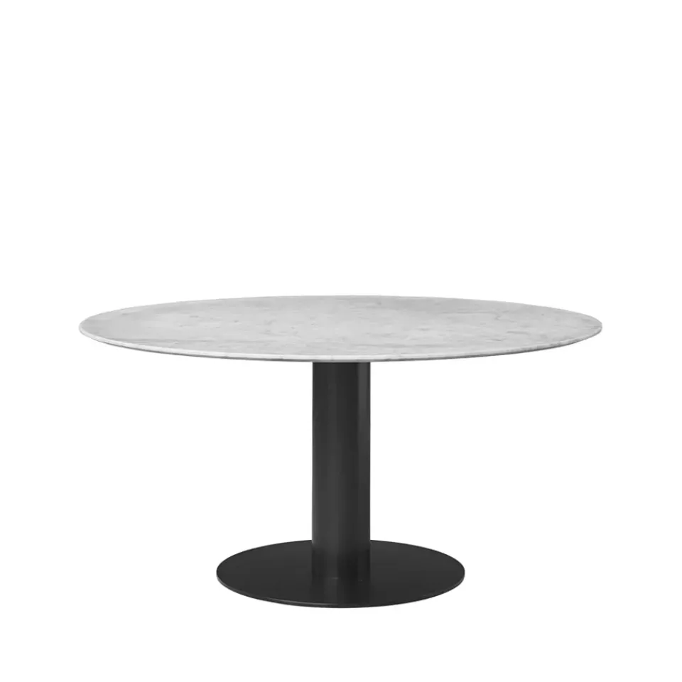 GUBI Dining Tables*2.0 dining table, Marble . ø150. black stand White
