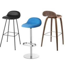 GUBI Bar Stools*3D barstool high, , steel sled base Black