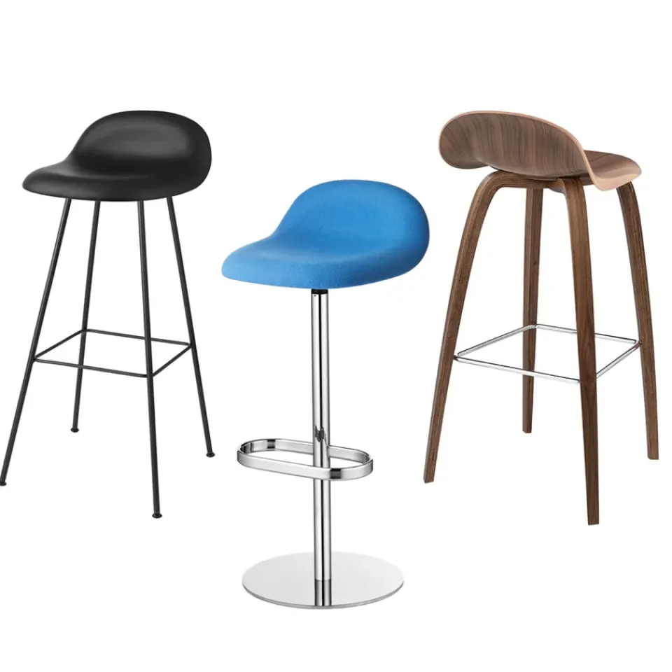 GUBI Bar Stools*3D barstool high, , steel sled base Black