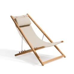 Skargaarden Seating*H55 lounge chair teak, Sunbrella Heritage Ash light Grey