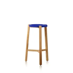 A2 Bar Stools*Happy Barstool low, , oak legs Blue