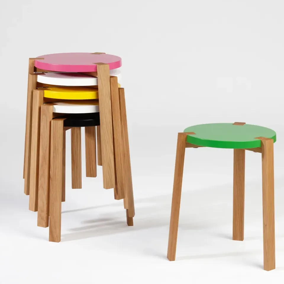 A2 Stools*Happy Pall, , oak legs Yellow