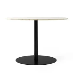 Audo Copenhagen Dining Tables*Harbour Column dining table, Marble off . ø105 cm. black stand White