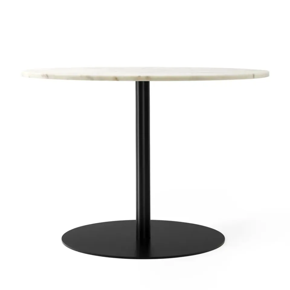 Audo Copenhagen Dining Tables*Harbour Column dining table, Marble off . ø105 cm. black stand White