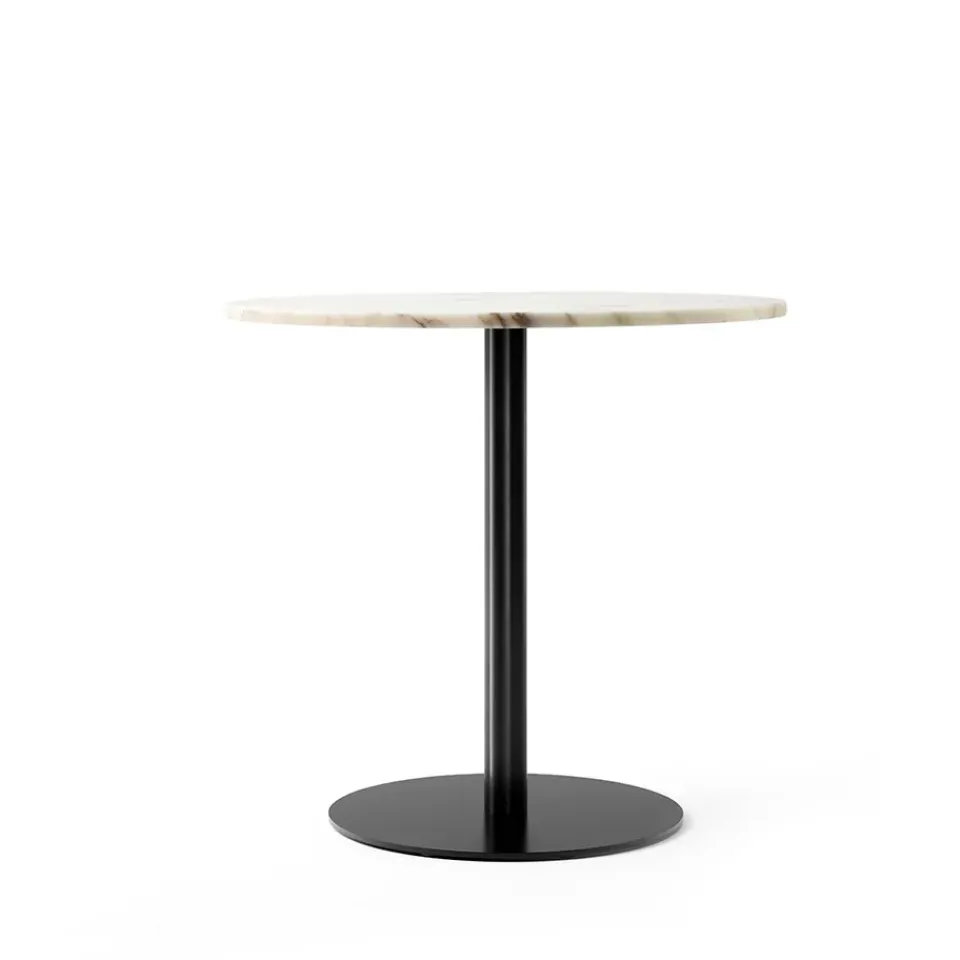 Audo Copenhagen Dining Tables*Harbour Column dining table, Marble off , black stand Ø80 cm White