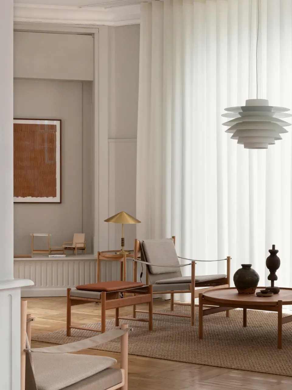 Brdr. Krüger Armchairs & Footstools*HB lounge chair, Smoke oiled oak-canvase nature BrownBeige