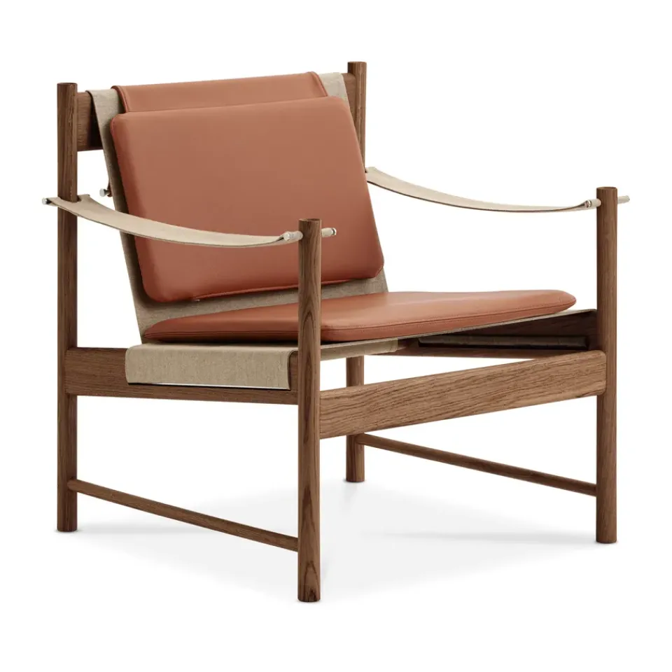 Brdr. Krüger Armchairs & Footstools*HB lounge chair, Smoke oiled oak-leather brandy Brown