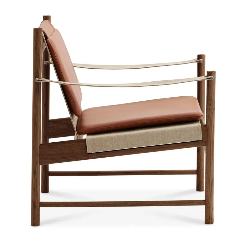 Brdr. Krüger Armchairs & Footstools*HB lounge chair, Smoke oiled oak-leather brandy Brown