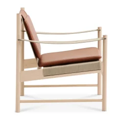 Brdr. Krüger Armchairs & Footstools*HB lounge chair, White oiled maple-leather brandy Brown