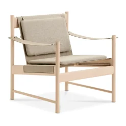 Brdr. Krüger Armchairs & Footstools*HB lounge chair, White oiled maple-canvase nature BrownBeige