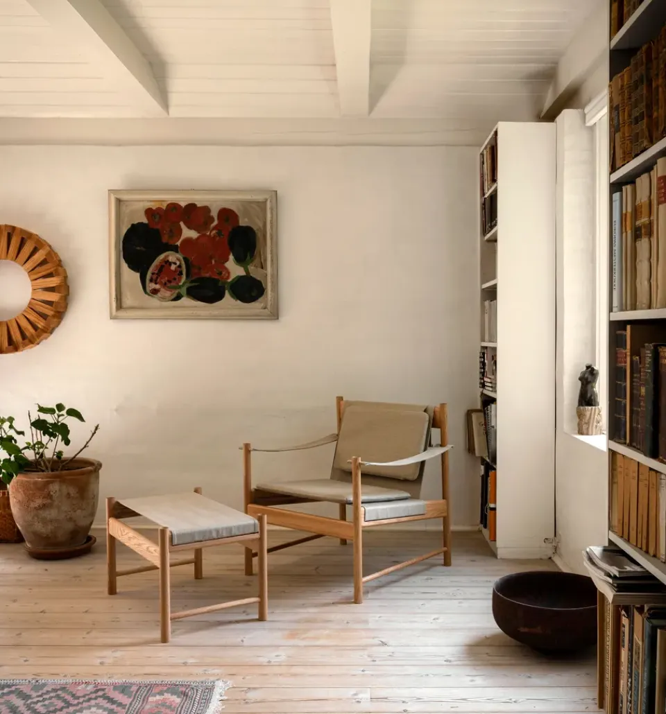 Brdr. Krüger Stools*HB stool, Oiled oak-canvase BrownBeige